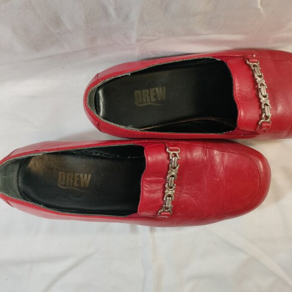 Drew Footsaver Slip On Casual Leather Loafer RED (fits like 8) - Picture 5 of 7